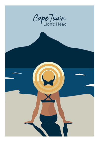 Lion's Head poster, Cape Town, mountain art, lifestyle décor, travel poster,