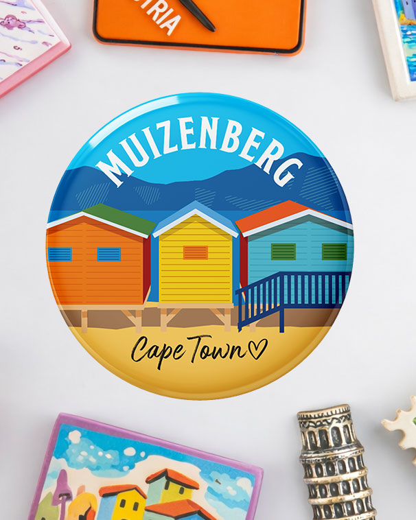 Muizenberg Beach Huts - South African Fridge Magnet